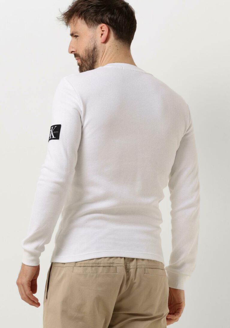 CALVIN KLEIN witte calvin klein trui badge waffle ls tee