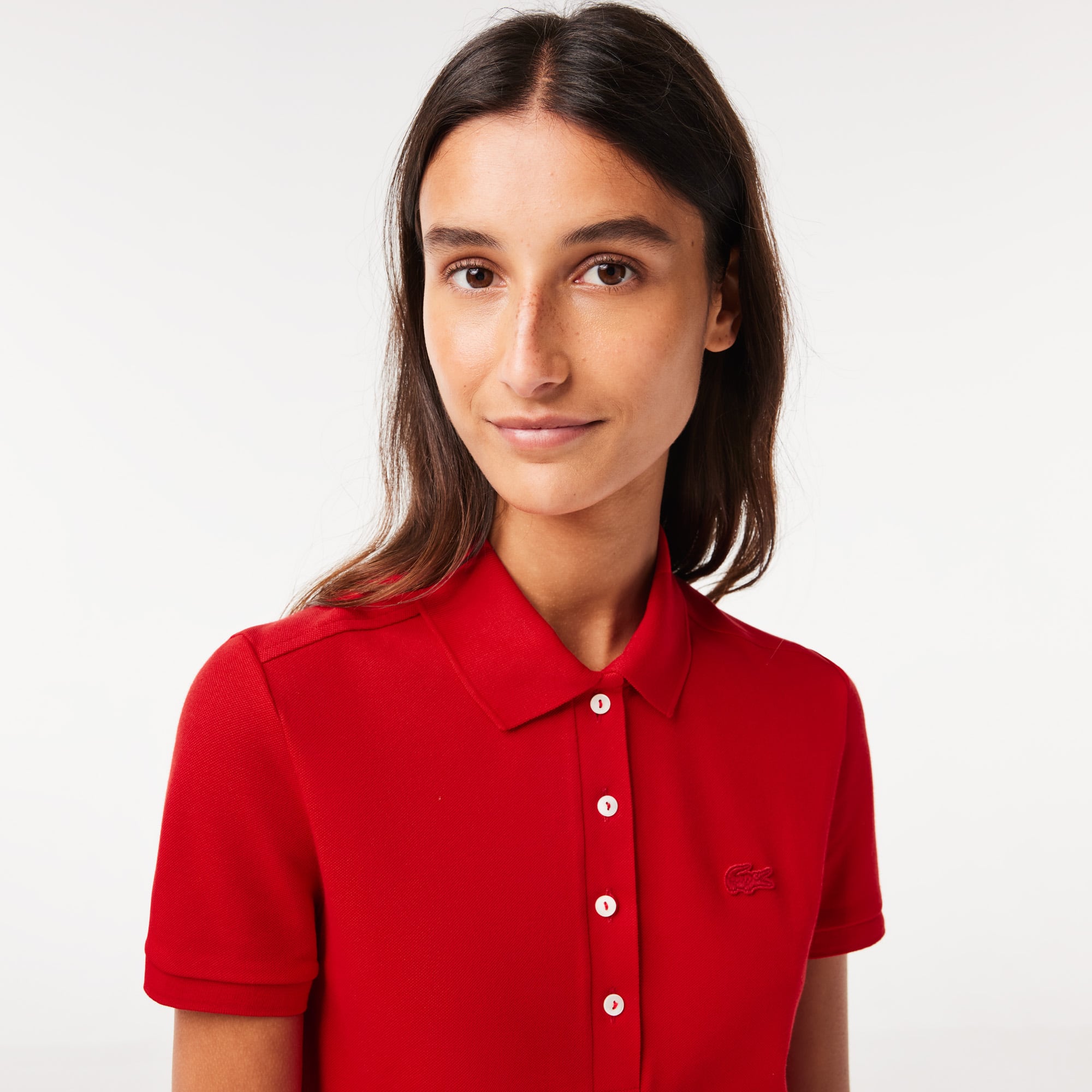 Damen Polokleid aus Stretch-Baumwoll-Piqué Kleider & Röcke - Rot - Lacoste - Damen