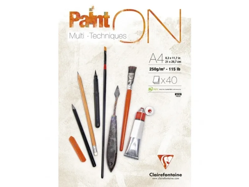 Tegneblok PAINT-ON blok A4 toplimet 40 ark hvid