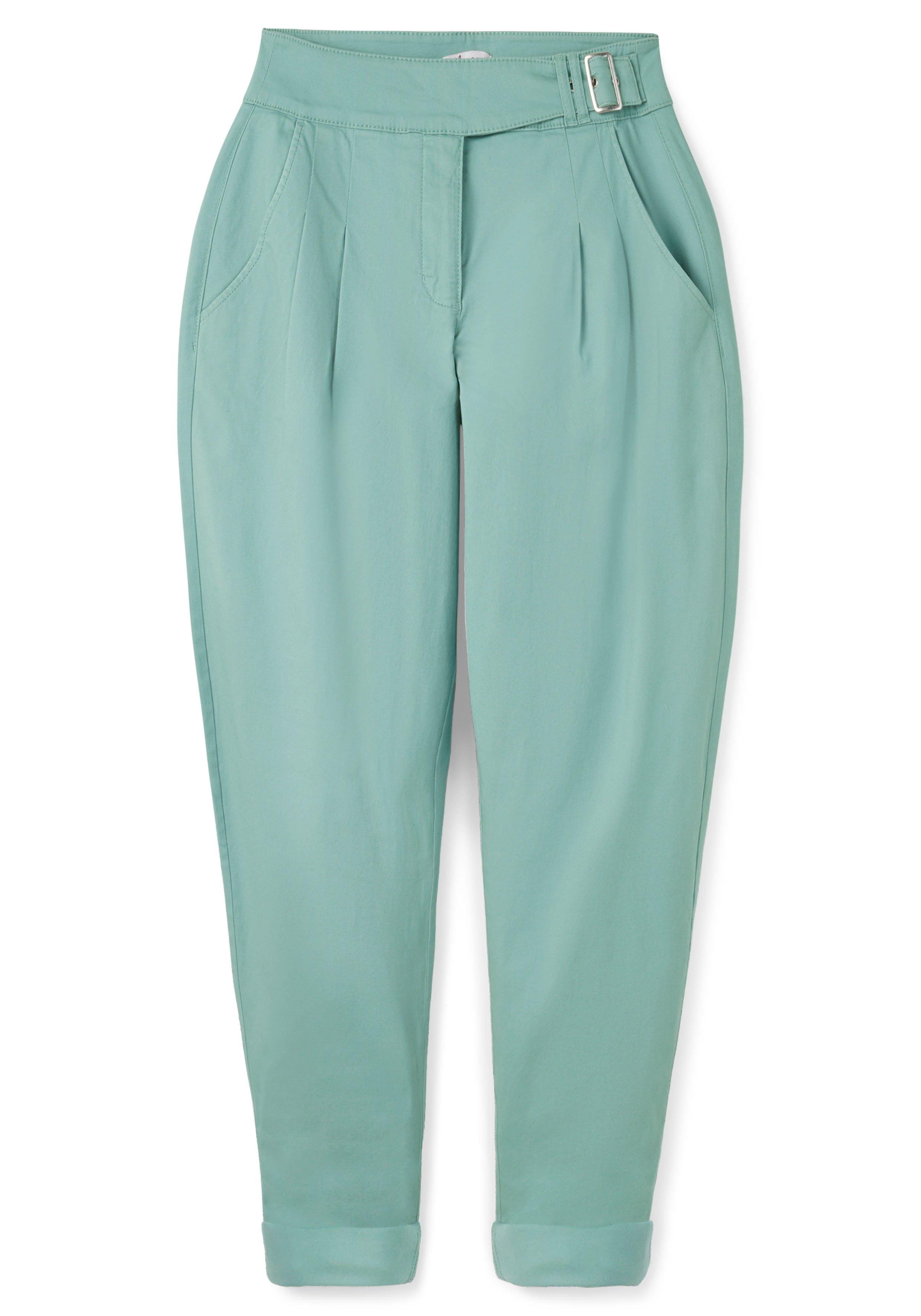Twillhose OLIVIA mit Gürteldetail und Bundfalten