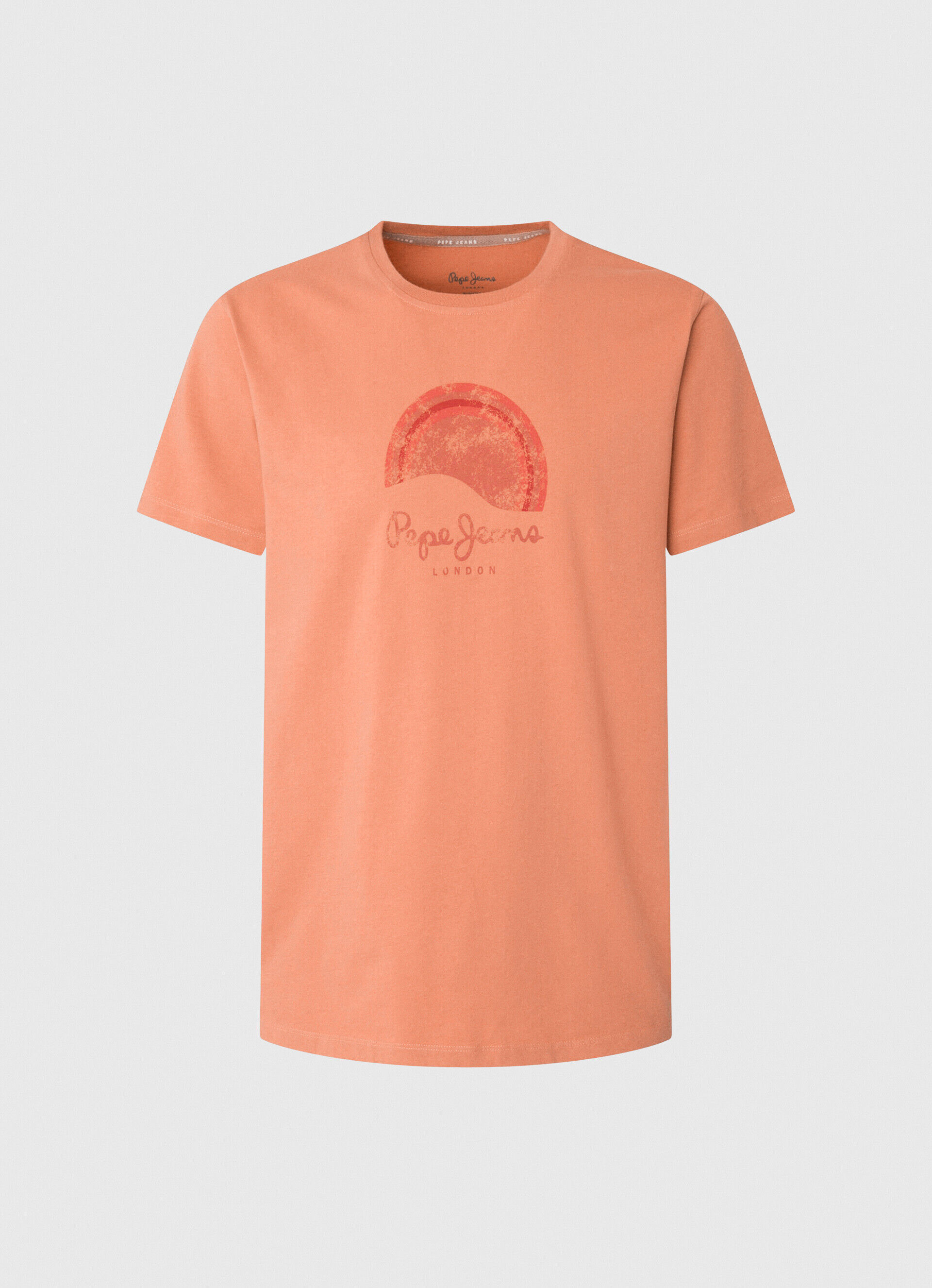 Camiseta com logo e efeito desgastado - laranja abóbora