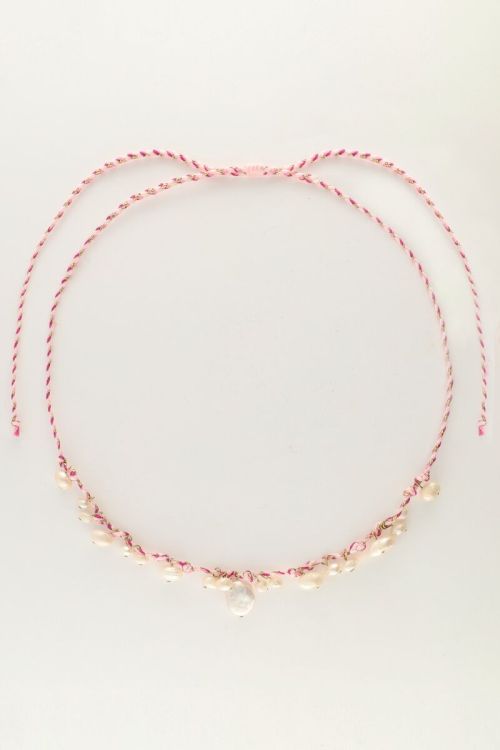 Island paarse koord ketting met parels