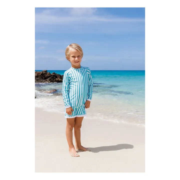 Juillet Juillet Combishort Anti-UV Graniers Rayé | Turquoise