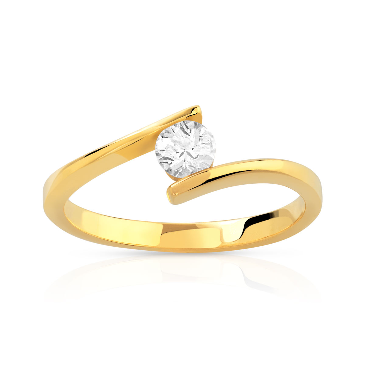 Solitaire or jaune 750 diamant synthétique 0.25 carat