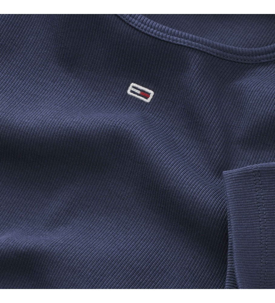 Camiseta canelada essencial Tommy Jeans azul-marinho