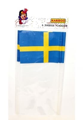 Sveriges flagg på pinne 6 stk svenske flagg blågult