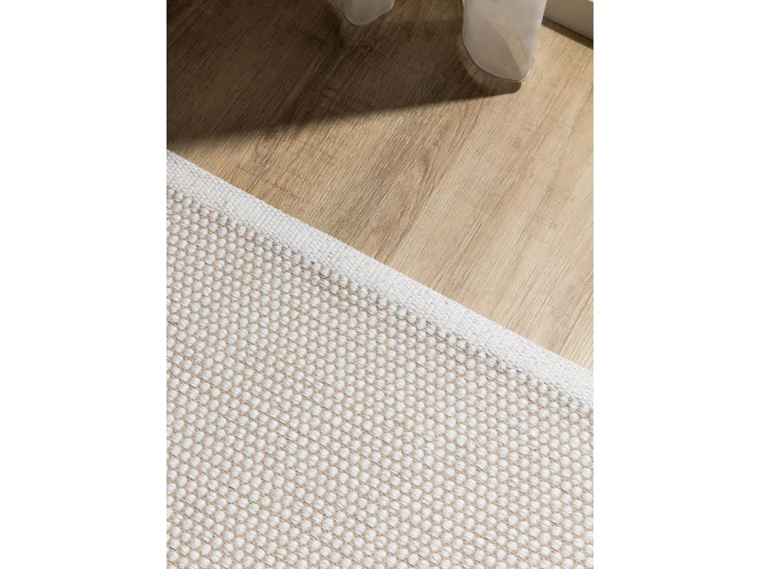 Tapis en coton tissé main Ron Blanc 200x290 cm