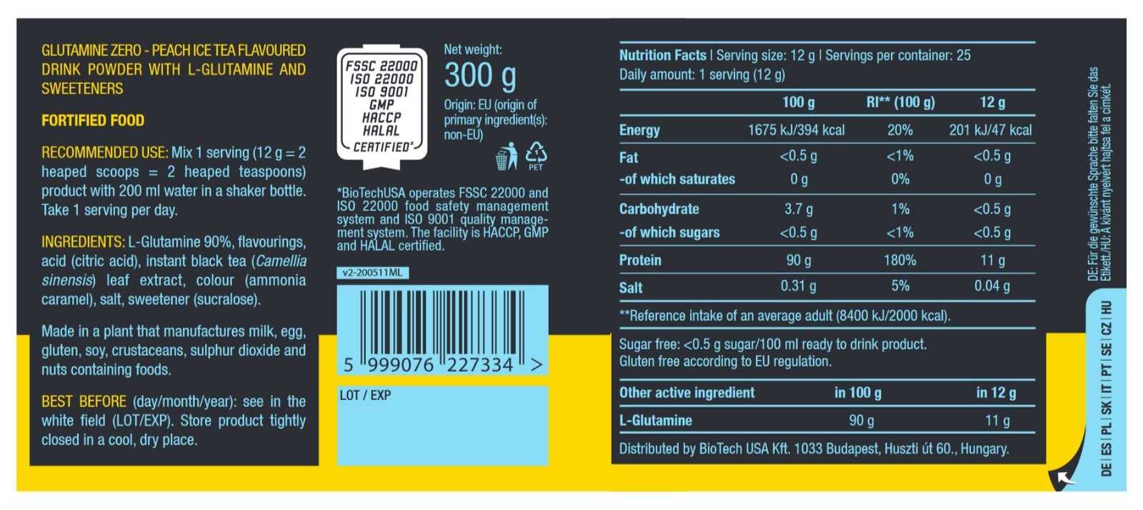 Biotech USA Glutamina Zero 300g