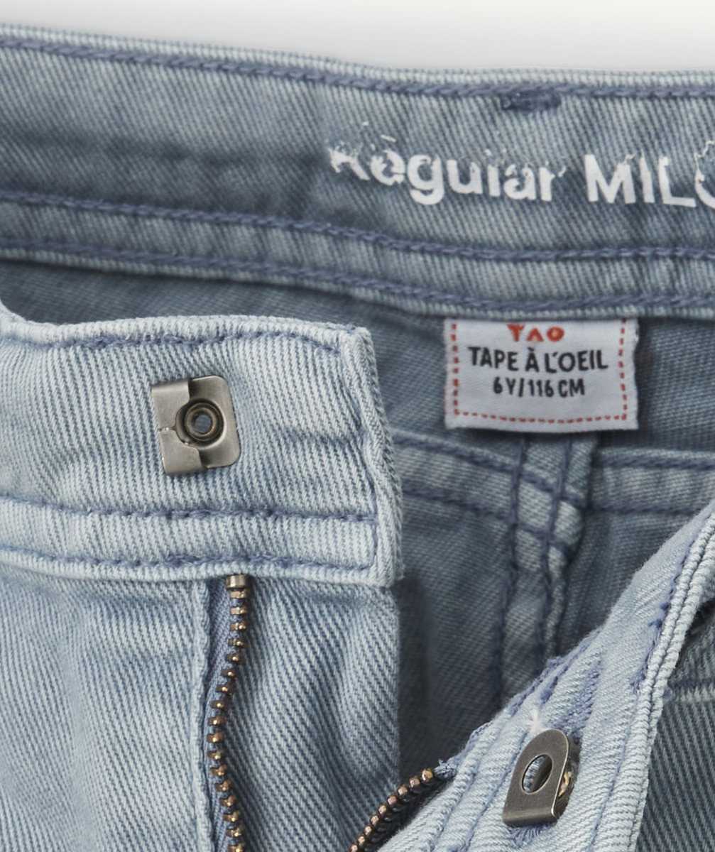 MILO LE PANTALON GARÇON EN COTON GRIS BLEU AVEC POCHE