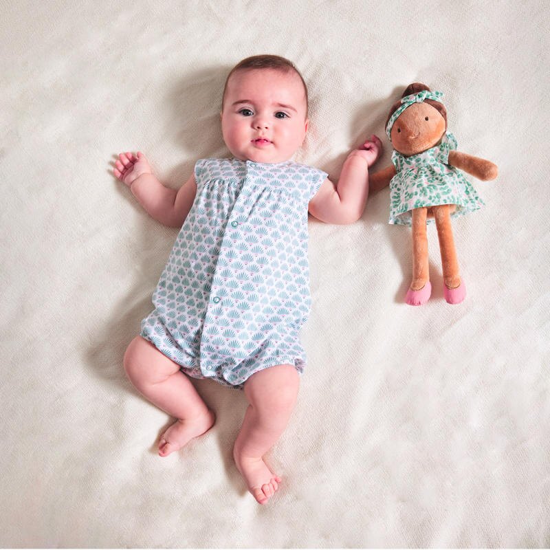 Combi courte imprimé graphique vert bébé fille Vert