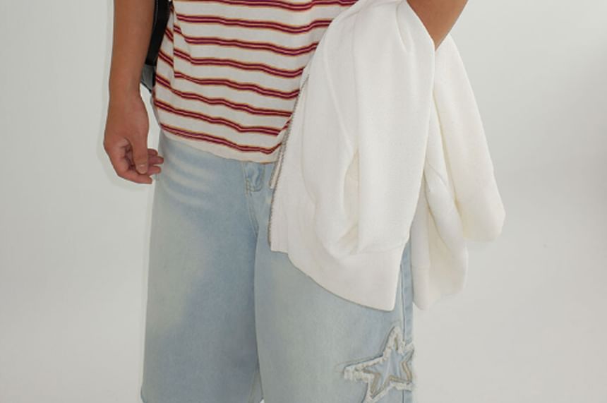 SeoulPop - Unisex gestreepte losse t-shirt met korte mouwen