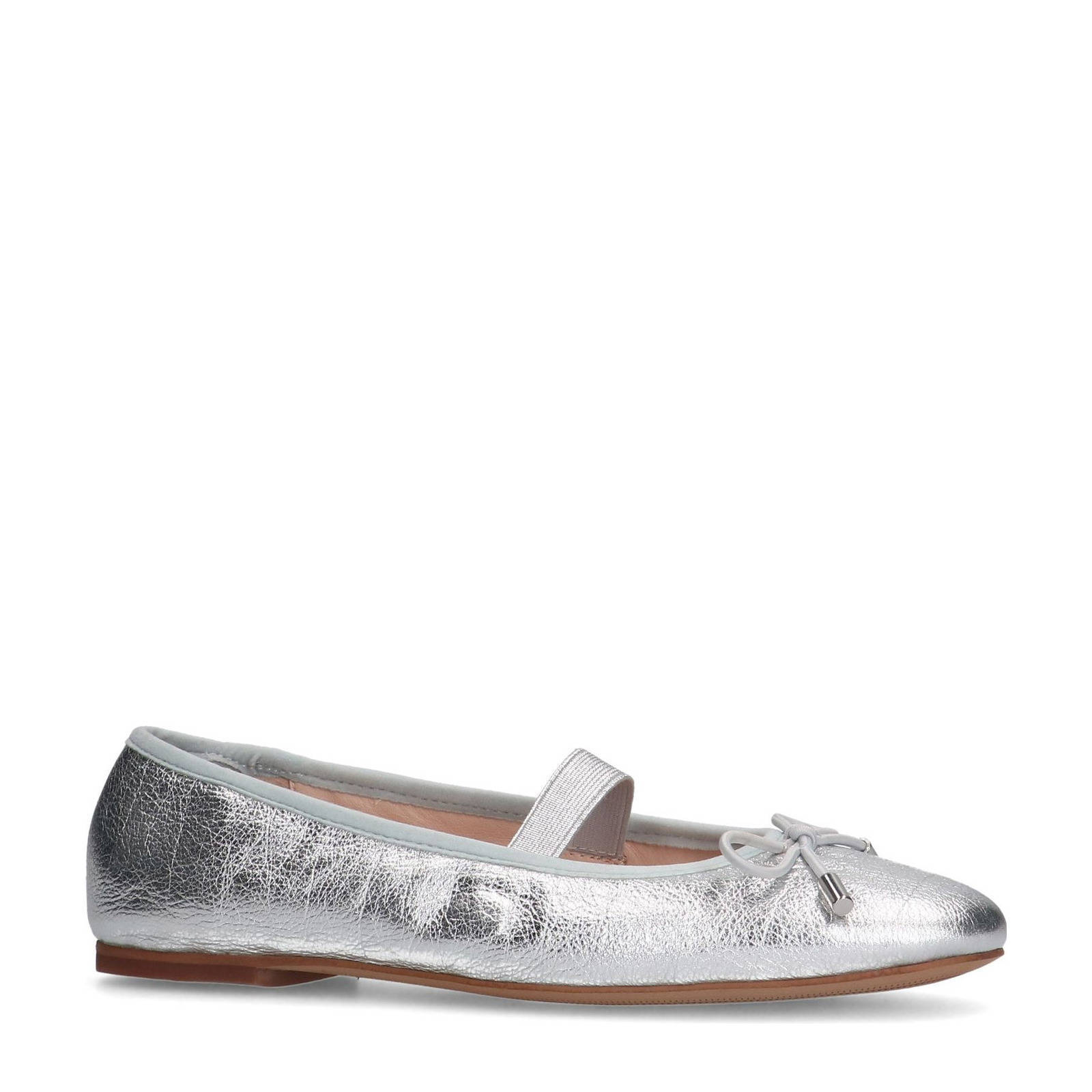 Sacha leren ballerina's zilver