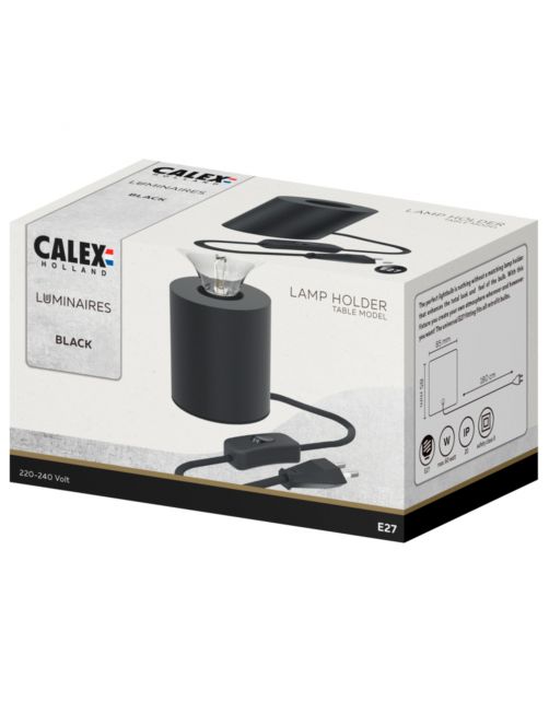 Calex Tafelarmatuur Rond Black + Schakelaar 1.8m - Lichtbron -