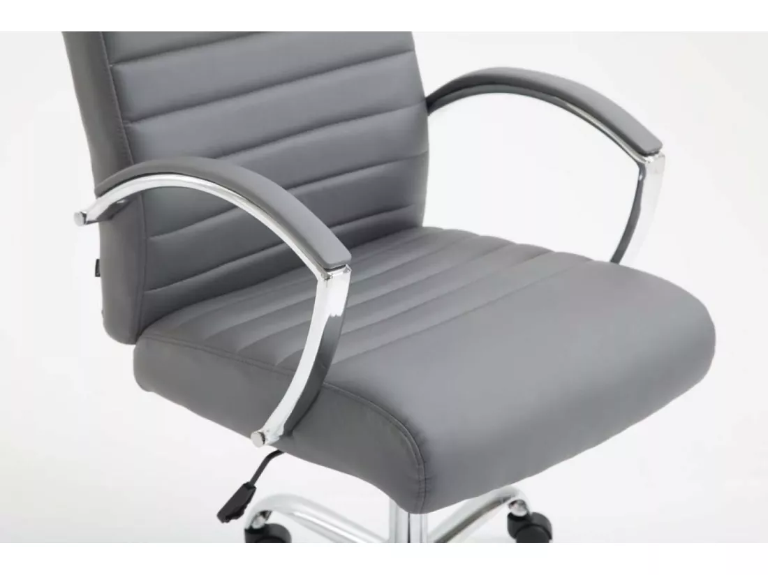 Chaise de bureau - Similicuir & Métal chromé - Gris - Valais