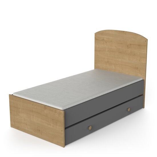 Gabin Lit barreaux   Chêne hamilton / Gris graphite        70 x 140 cm   de               CBA Meubles