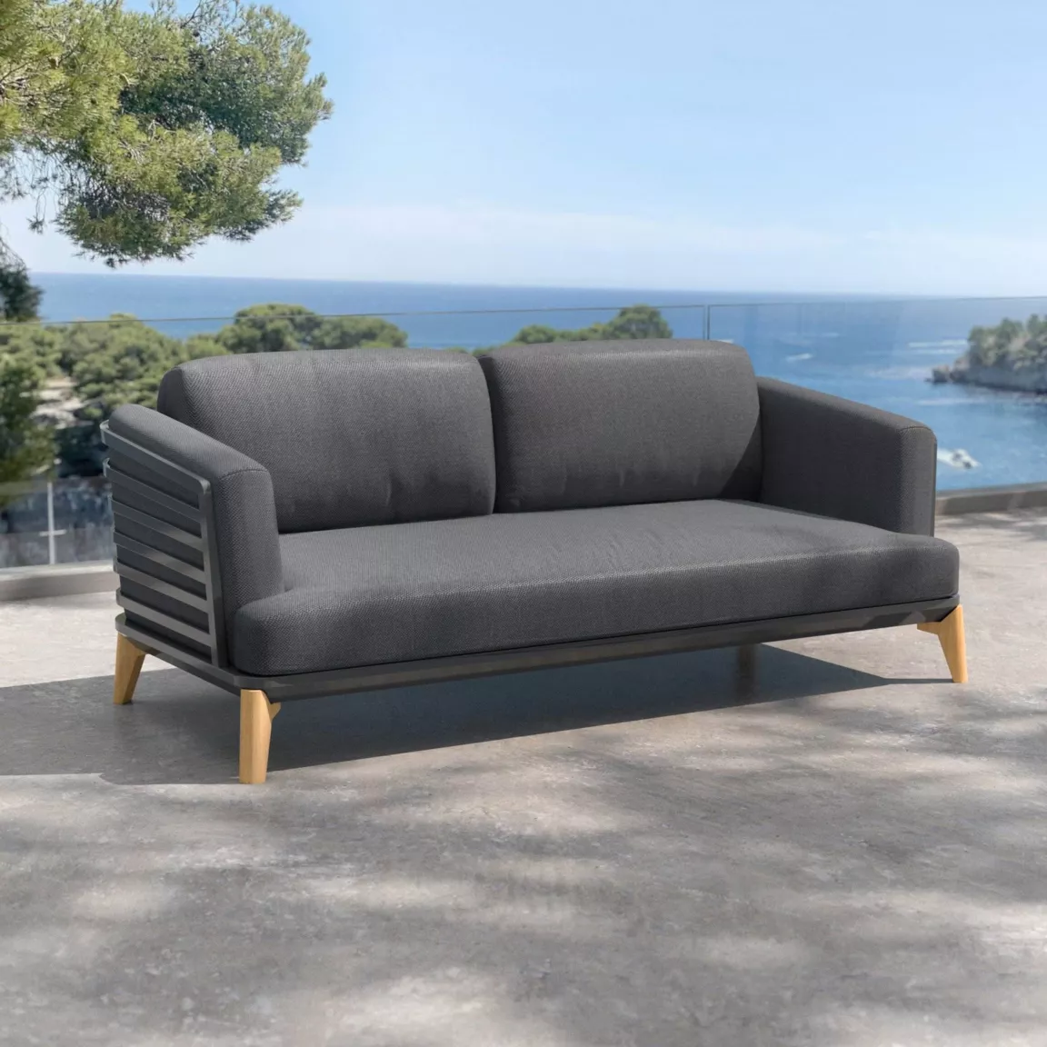 Salon de jardin aluminium 5 places 4 pcs Monte Carlo Gris anthracite