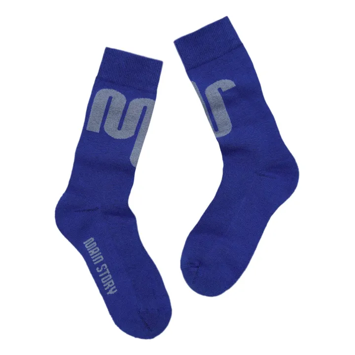 Main Story Chaussettes Logo Coton Bio | Bleu électrique
