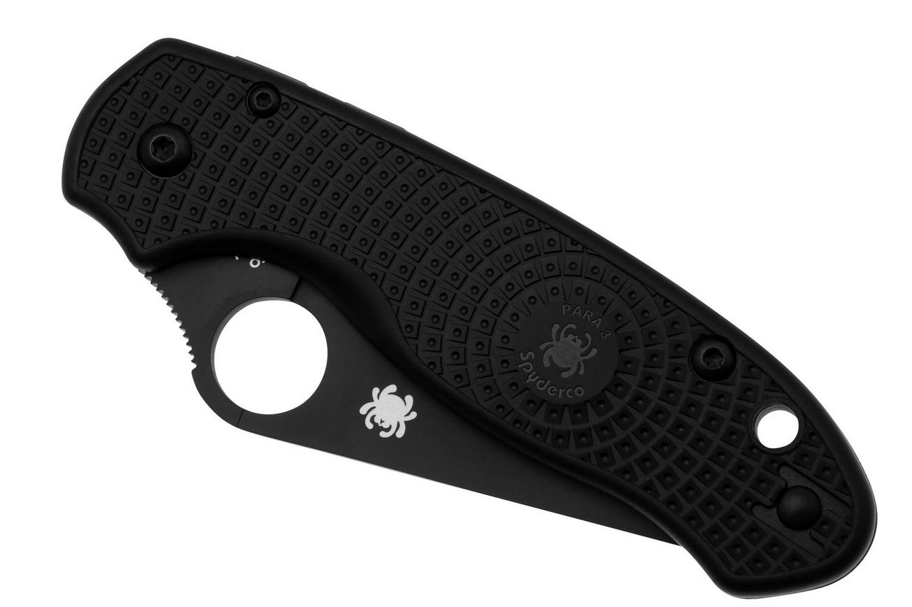 Spyderco Para 3 Lightweight Black C223SBBK Black FRN, serrated zakmes
