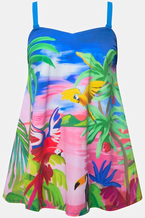 Badekleid, Papagei, Softcups, Träger abnehmbar, recycelt