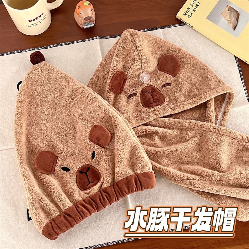 Chavipa - Capybara Coral Fleece Snel Droog Haarhanddoek (Verschillende Ontwerpen)