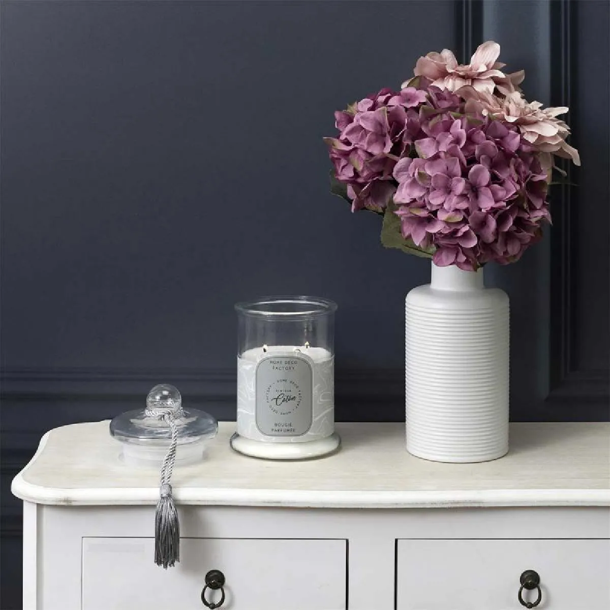 The Home Deco Factory the_home_deco_factory Bougie Parfumée Bonbonnière - Gris/Coton