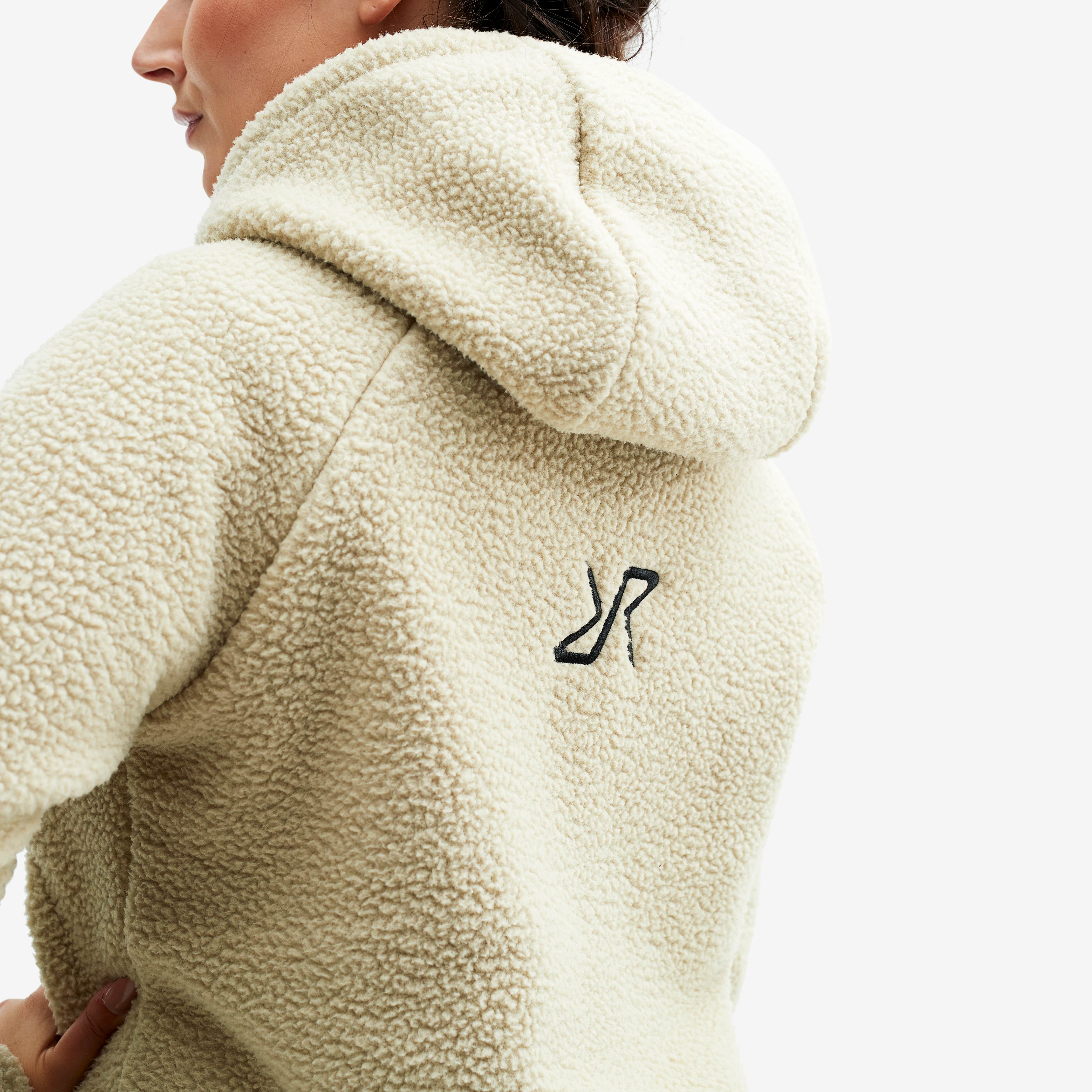Sherpa Hoodie Dame Beige Khaki