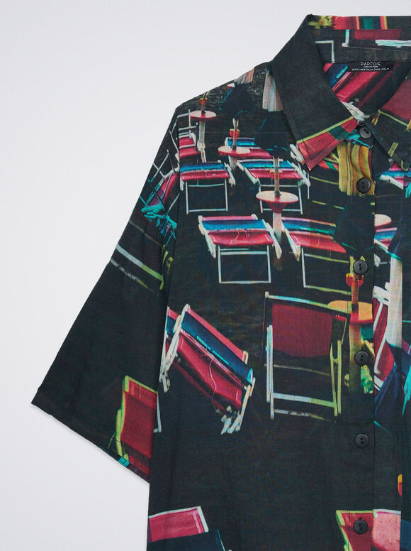 Camisa de algodão estampada - Multicor
