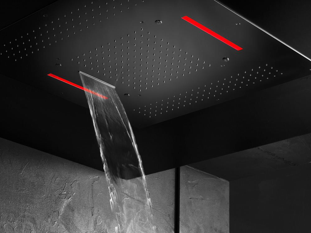 Hotbath Mate M173 inbouw hoofddouche met LED, waterval en spray 95cm geborsteld nikkel