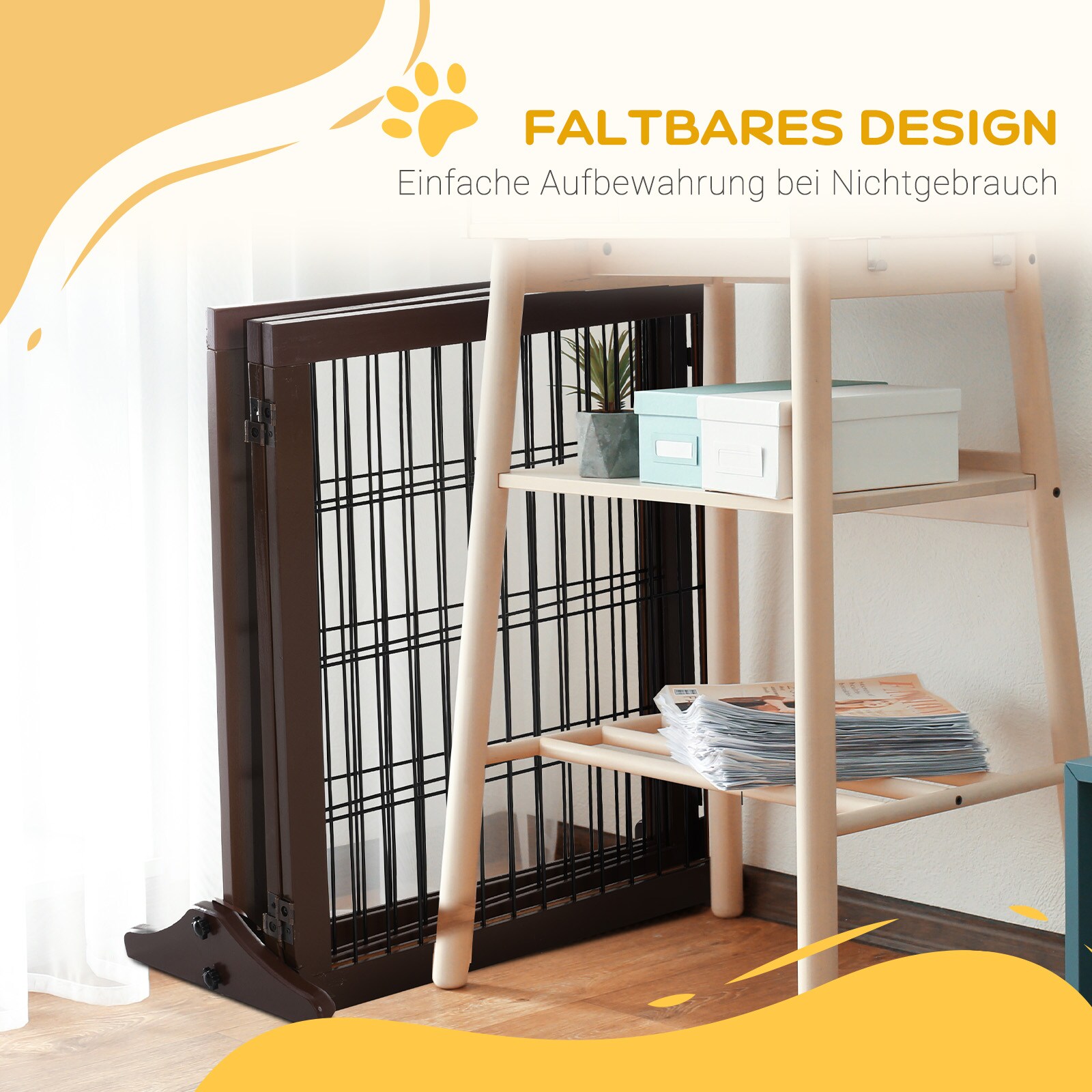 PawHut Absperrgitter für Hunde 185 x 36 x71 cm (LxBxH)