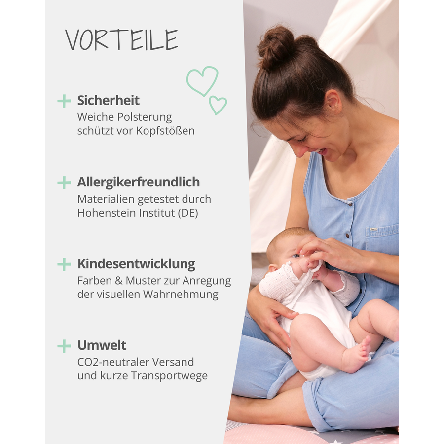 Ullenboom Krabbeldecke Patchwork rosa grau 120x120 cm