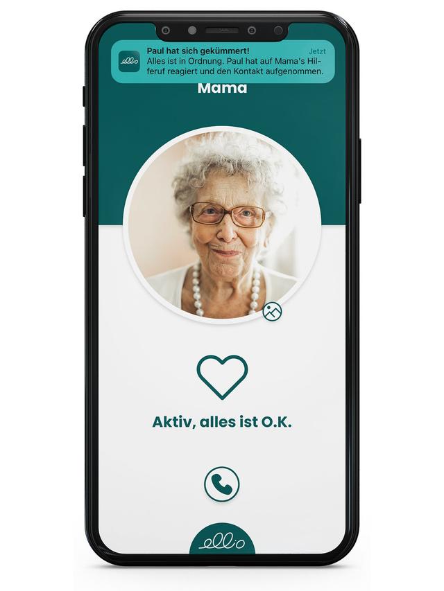 ellio Hausnotruf mit Bewegungsmelder für Senioren, mit zusätzlichem Schlüsselanhänger (WLAN-Version)