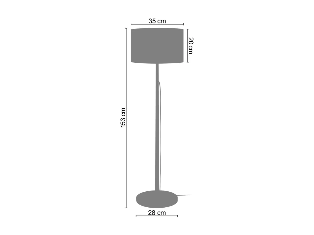 Lampadaire droit bois noir 142 cm.