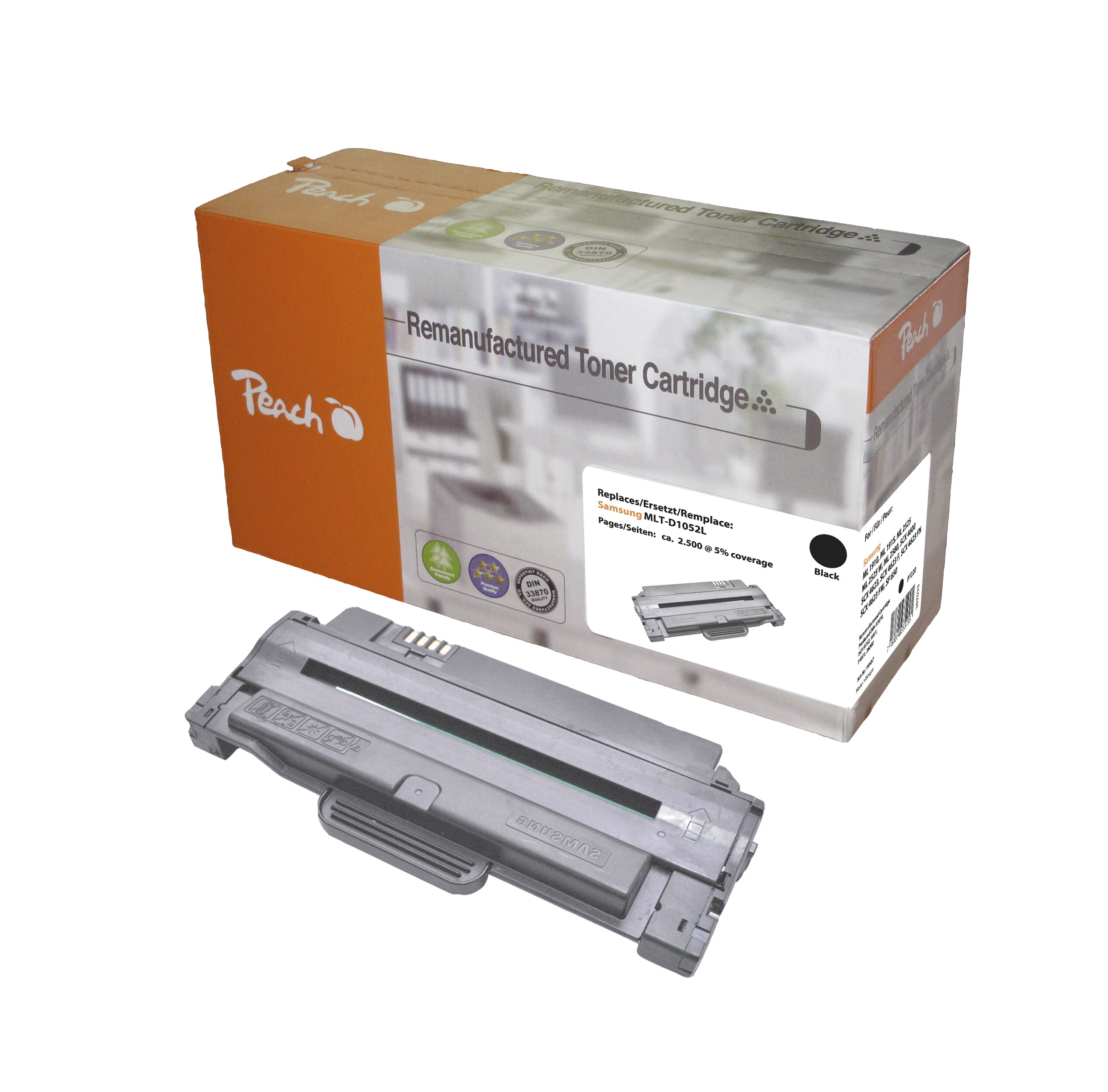 Peach S1052Toner bk ersetzt Samsung MLT-D1052L/ELS, SU758A für z.B. Samsung ML -1900, Samsung ML -1910, Samsung ML -1911, Samsung ML -1915 (wiederaufbereitet)