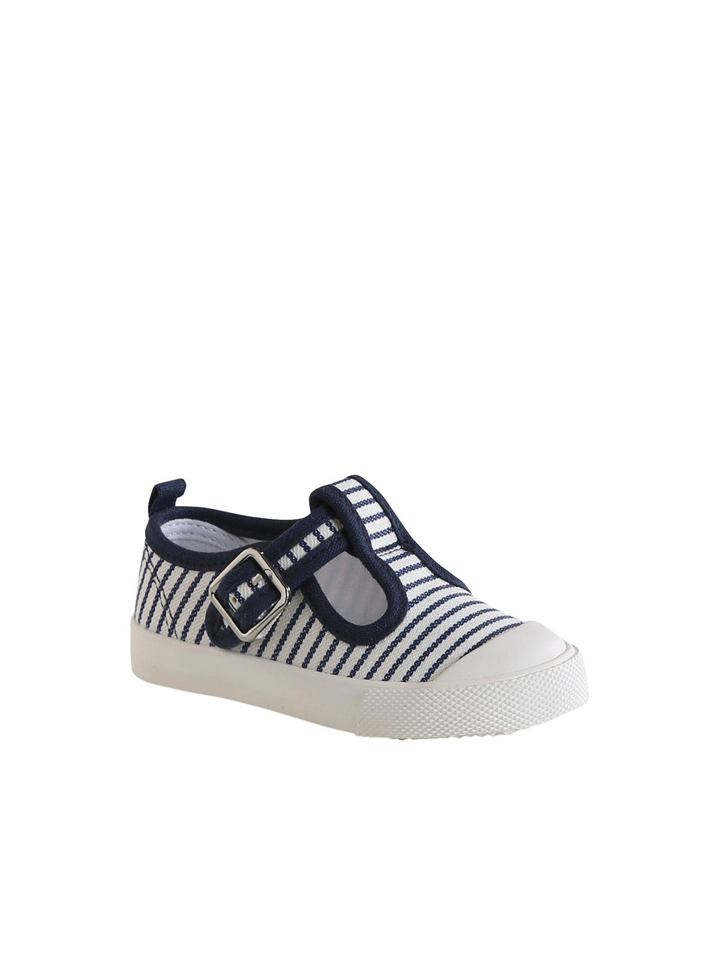 Vertbaudet Baby Stoffschuhe mit Schnalle blau gestreift