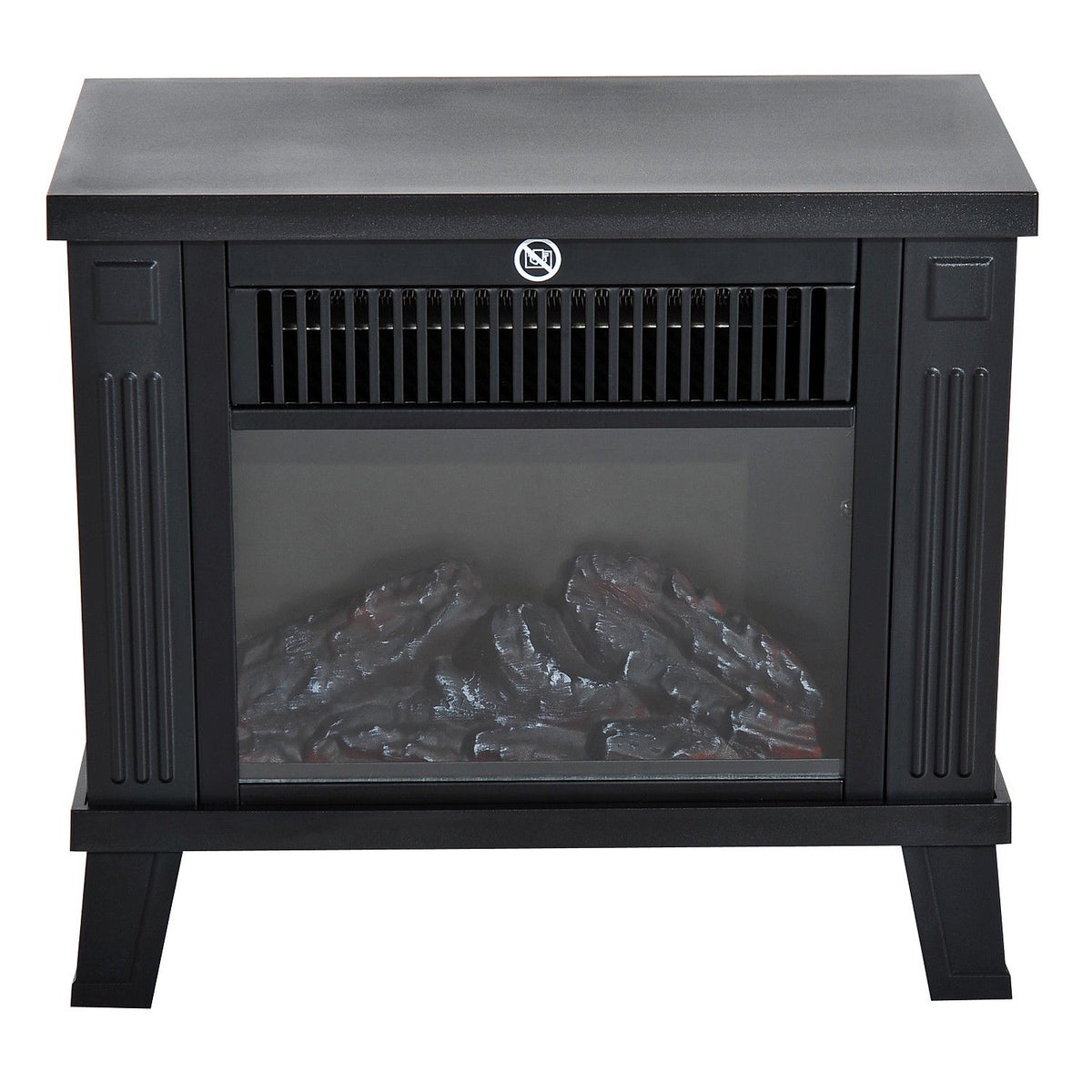HOMCOM Elektrische haard met vlameffect, vuur, 600/1200W, 34 x 17 x 31 cm, metaal, zwart