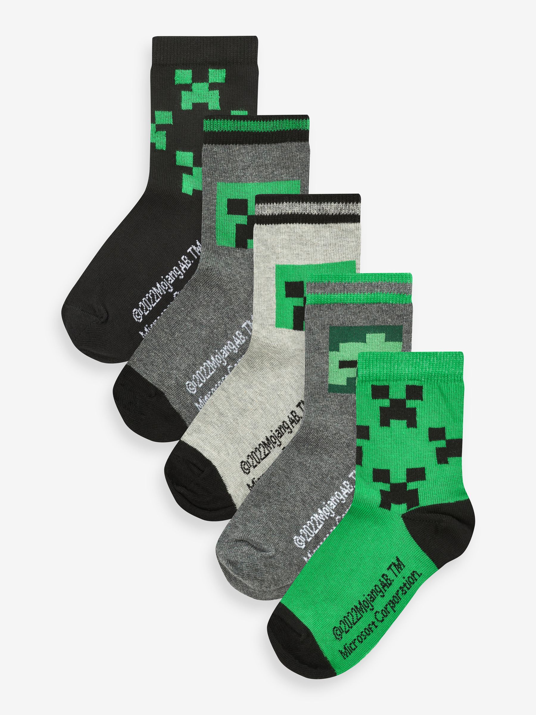 Minecraft Creeper - Verpakking van 5 paar Character sokken met hoog katoengehalte