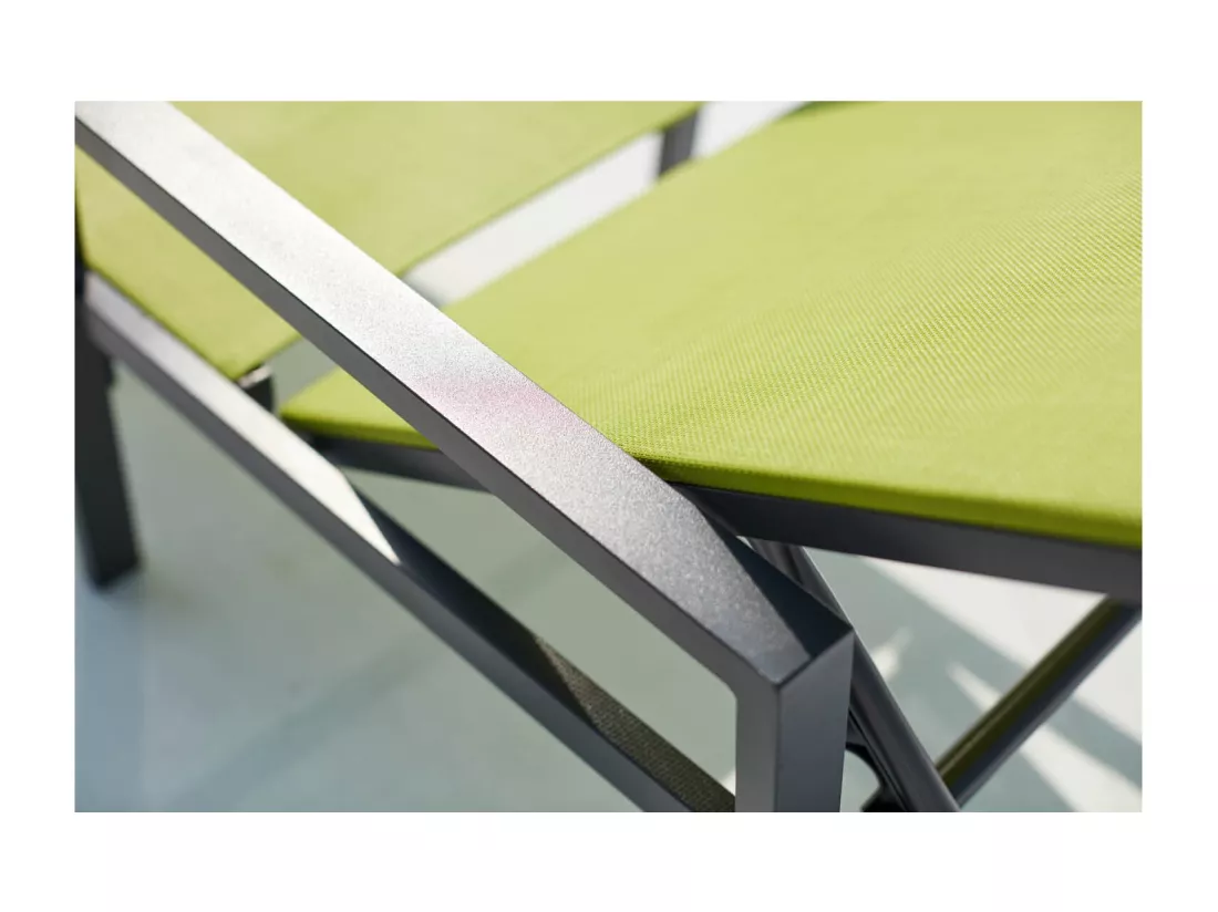 Lot de 2 transats de jardin gris/vert BARI