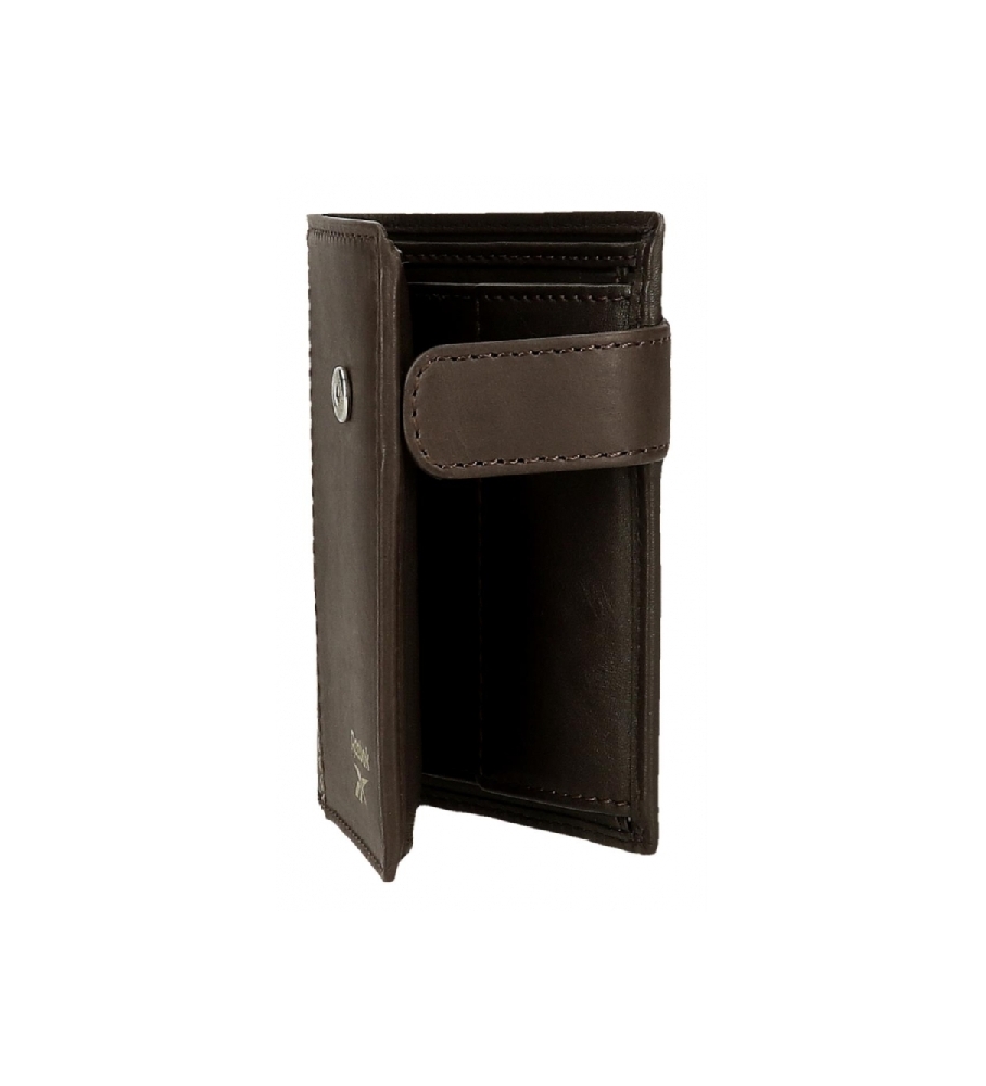 Carteira vertical Reebok Division com fecho de clique, marrom