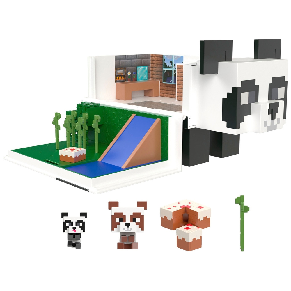 Minecraft Mob Head Minis Panda Spielhaus Set und Figuren