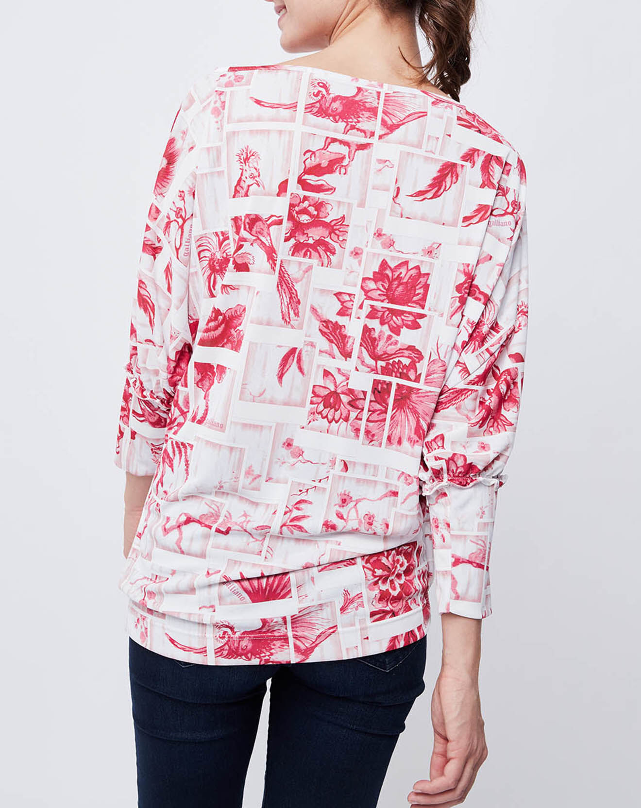 John Galliano Blouse imprimée rose/blanc