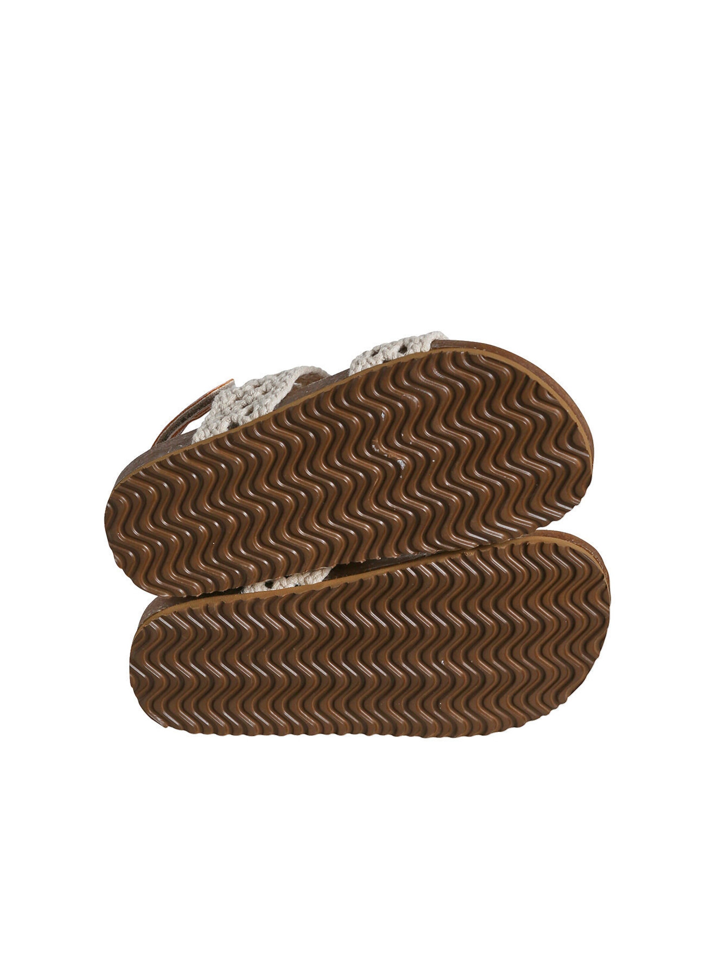 Vertbaudet Kinder Klett-Sandalen in Häkeloptik beige