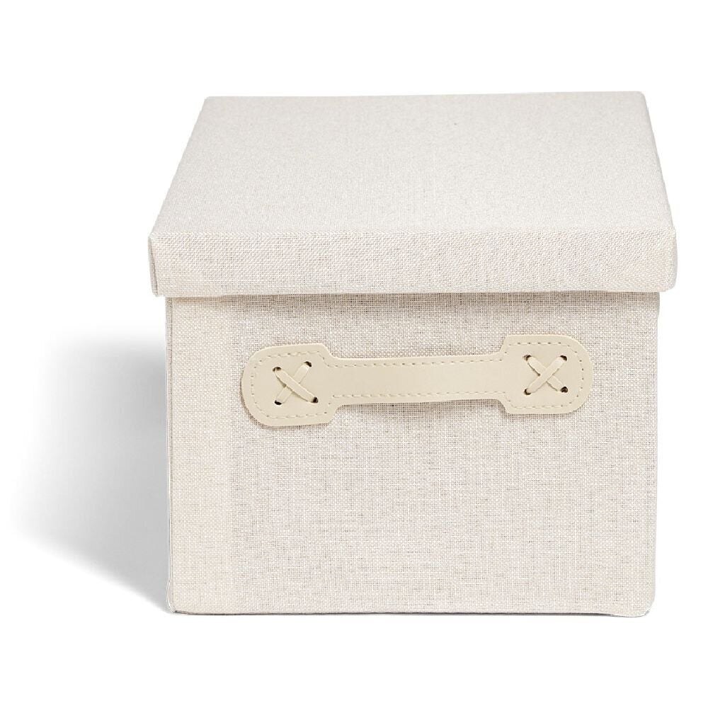Boîte de rangement coton gris ou beige 36xH17x22cm