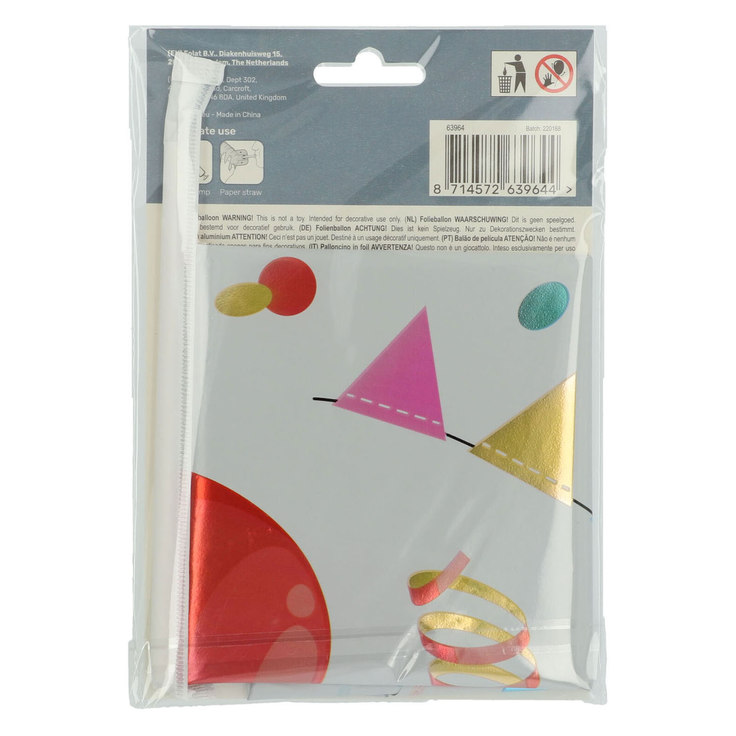 Staande Folieballon Joyful Party Cijfer 4 -72cm