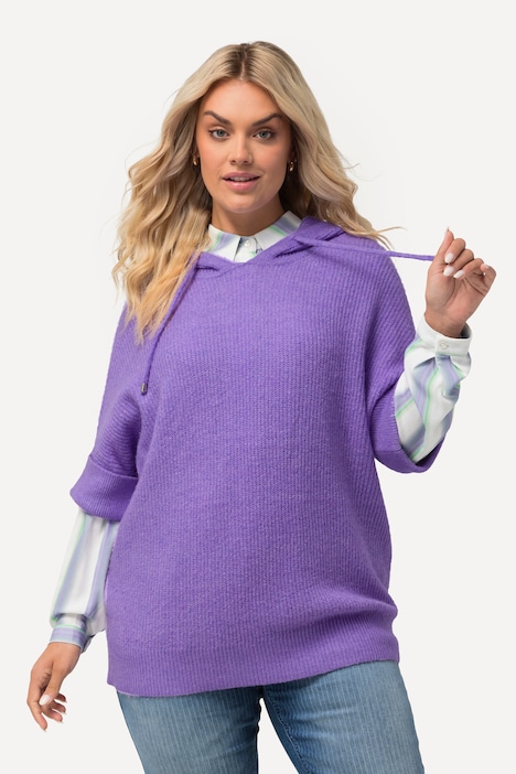Pullover, Kapuze, Oversized, Halbarm, Fancystrick
