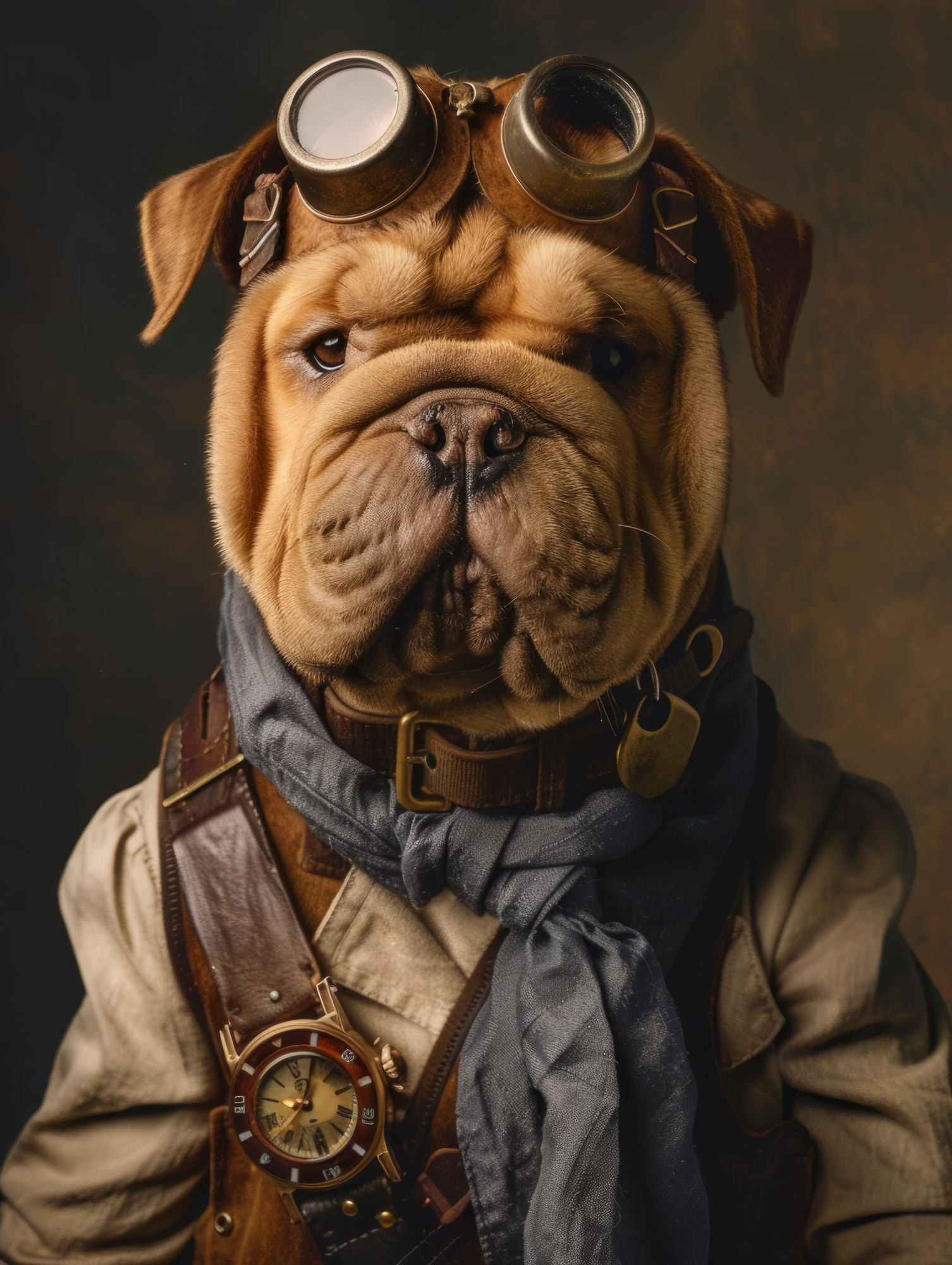 Canvas schilderij van een Chinese Shar dog 100x150 cm