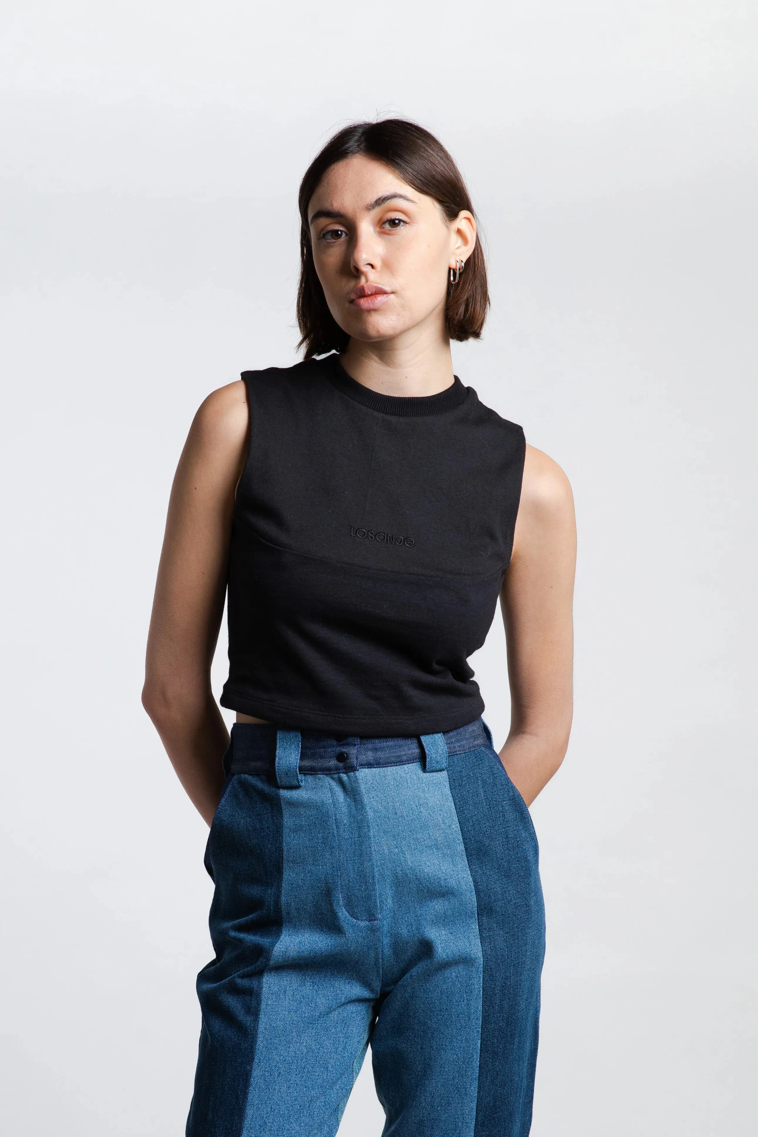 Top noir upcyclé Iconique Losanje