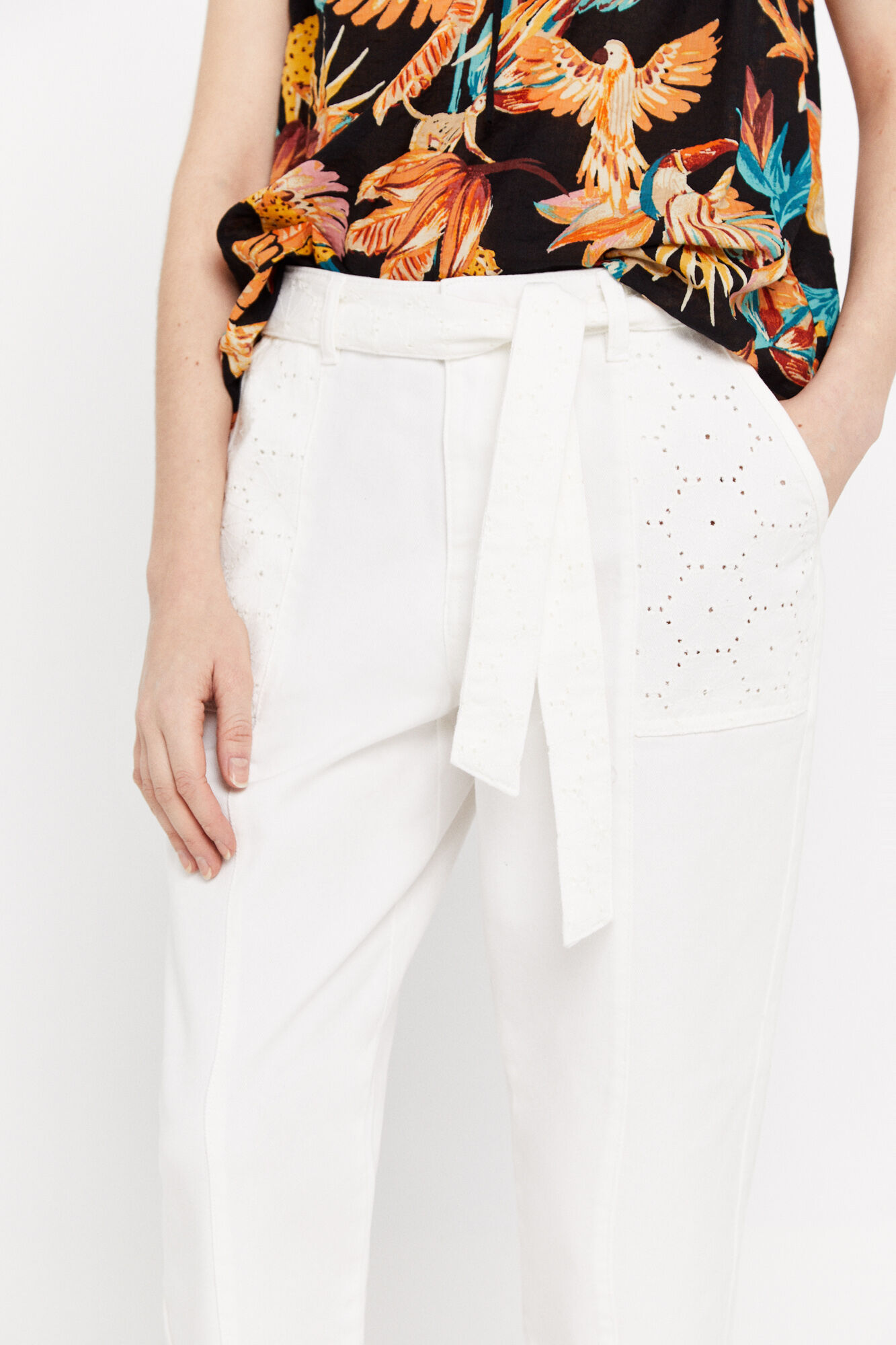 Calça cargo folgada - Marfim