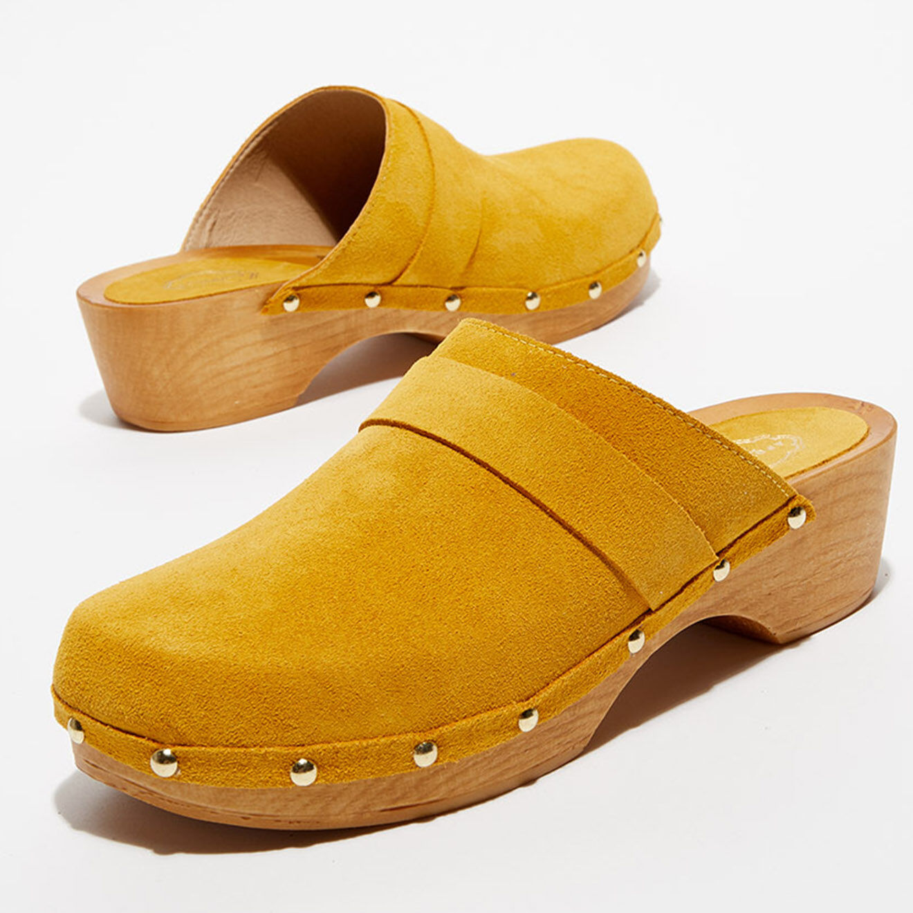 Apologie Studio Sabots en Velours de Cuir Sofia miel - Talon 5 cm
