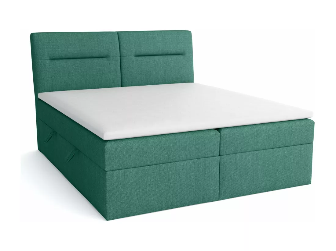 LE LIT BOXSPRING Moderno avec coffres de lit et surmatelas, en tissu Fancy 36 (vert), 200x200 cm.
