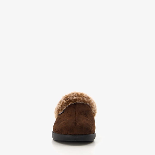 Blenzo dames pantoffels bruin met imitatiebont